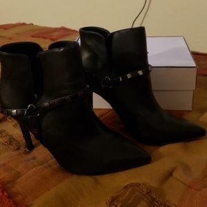BCBG Black leather ankle booties never worn